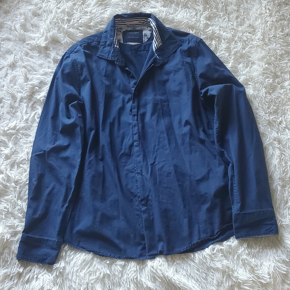 Men's Denim & Flower Ricky Singh Navy Blue Button-Up Shirt, Size Medium, Mex 40